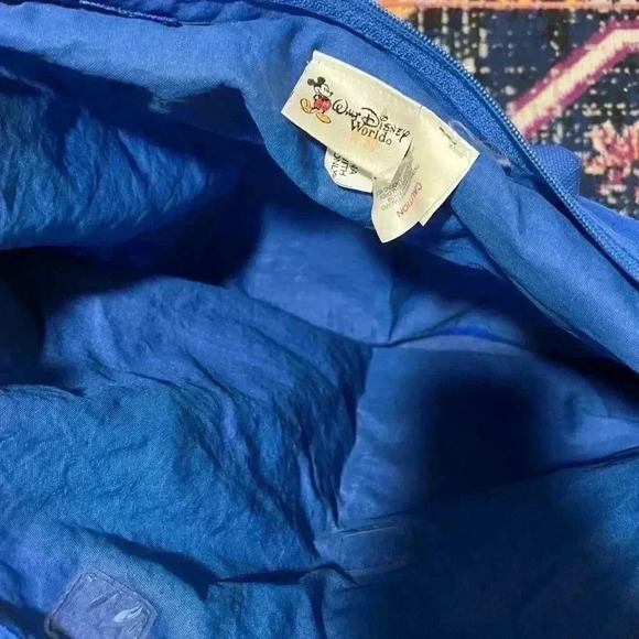 Walt Disney World Parks Authentic Nylon Tote Bag Handbag Blue Large Embroidered - Picture 3 of 3